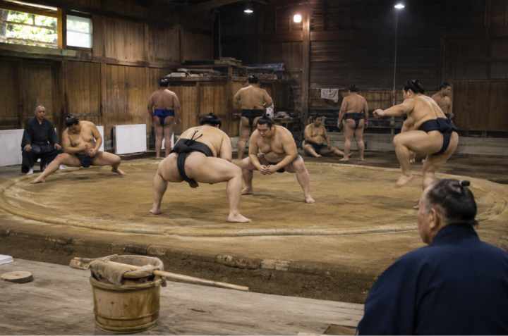 wrestlers practice in morning