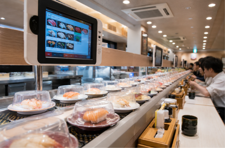 sushi in convey belt