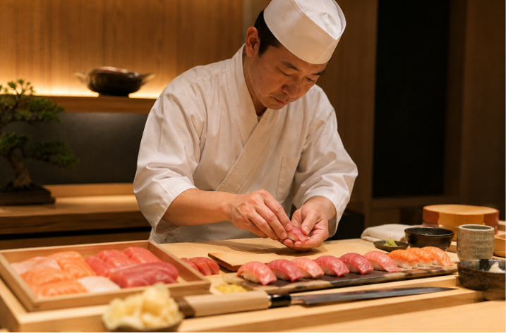 preparation of sushi