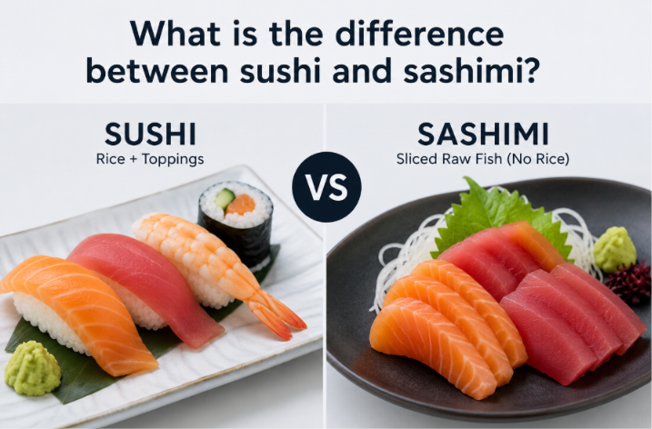 What is the difference between sushi and sashimi?