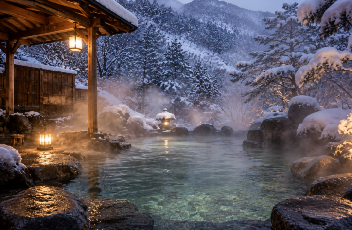 a hot spring in japan