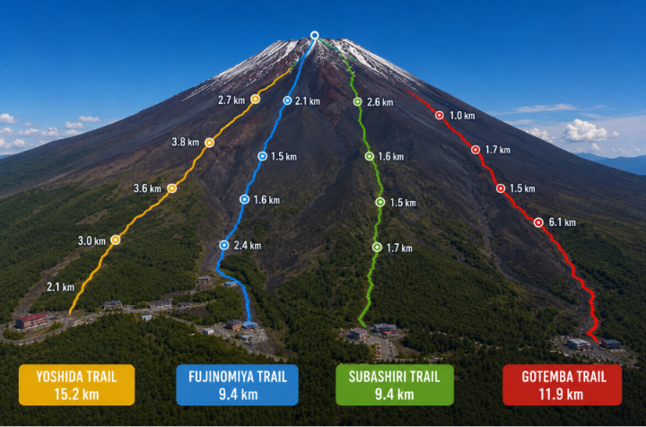 four trails to climb mount fuji