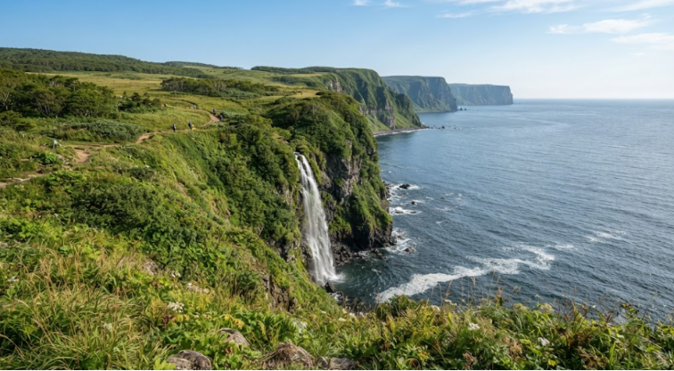 Beautiful Furepe Waterfall Coastal Scenery
