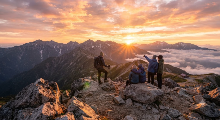 Golden Sunrise Above Mountain Peaks