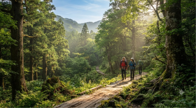 Beautiful Forest Hiking Adventure Begins