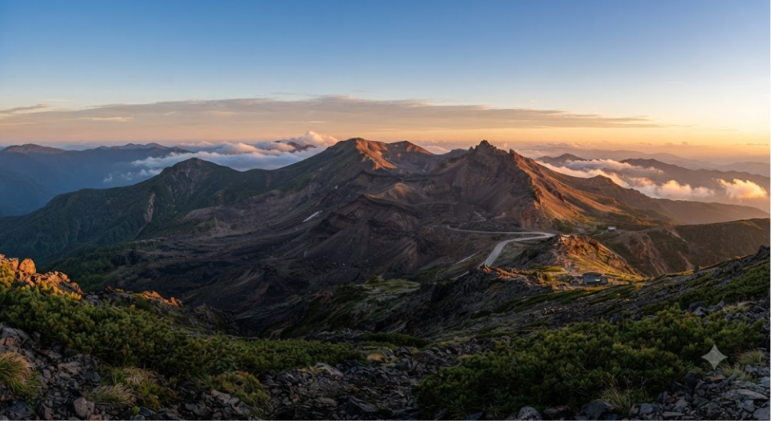 Golden Sunrise Above Mountain Peaks 