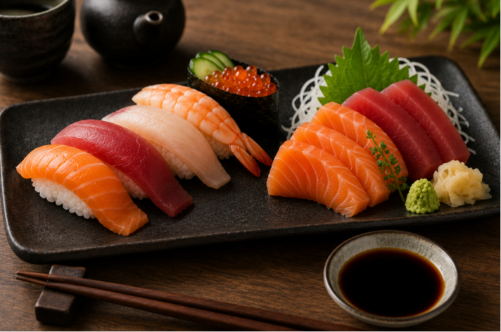 difference of sushi and sashimi