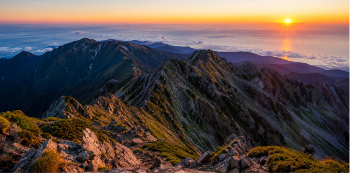 alpine sunrise over the ocean