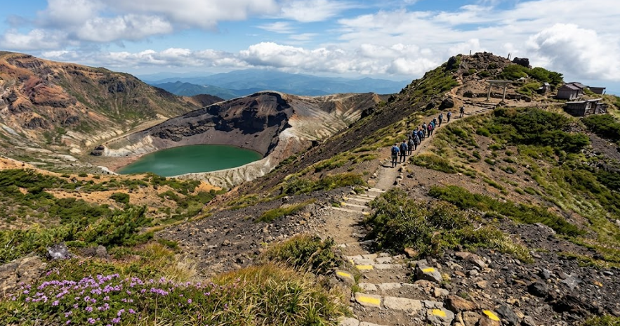 Ridge trail toward Kattadake above the Okama crater lake