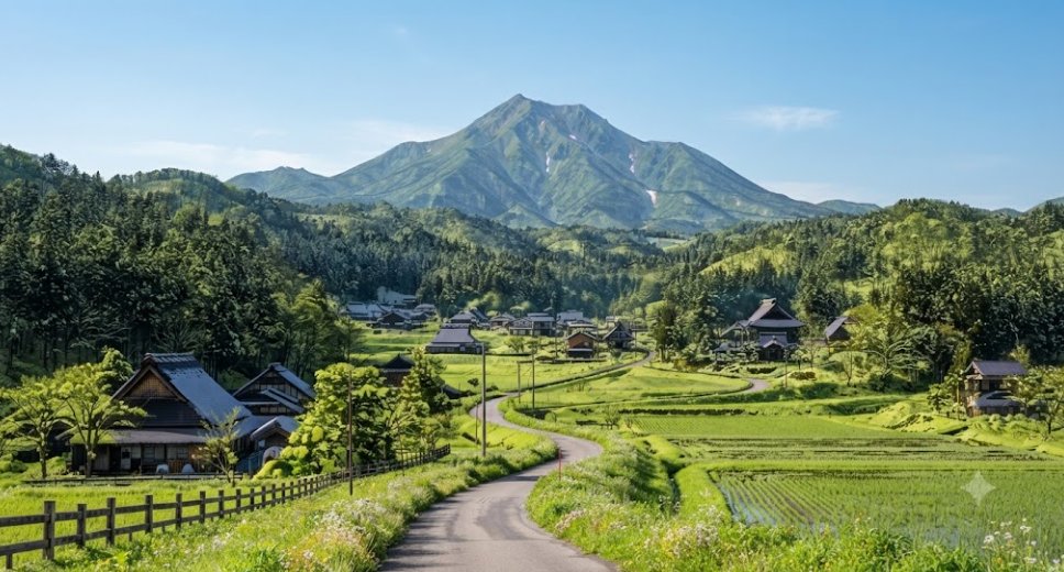 Traditional Village Near Mountain Area