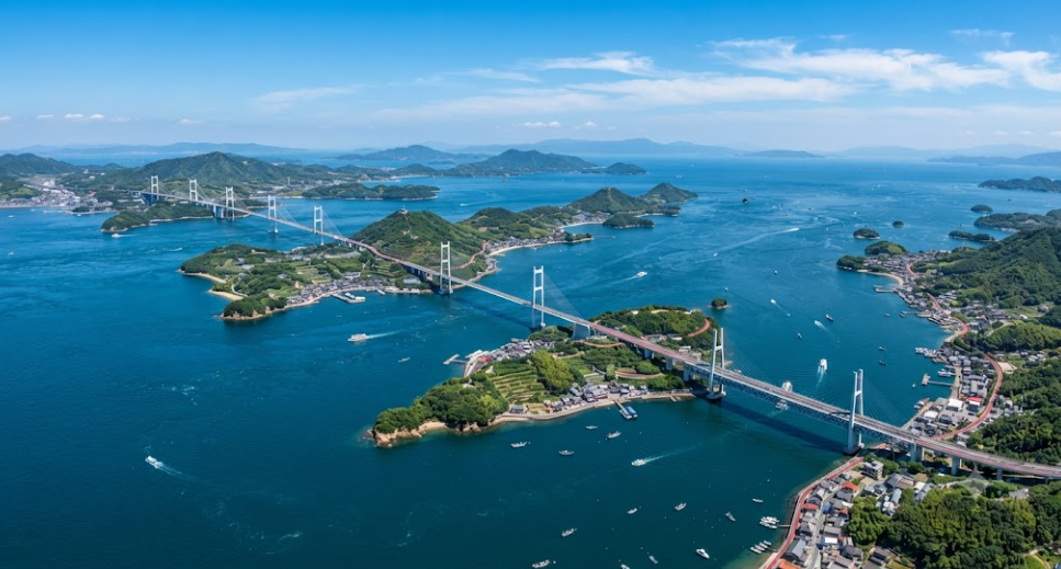 Six islands connected by bridges