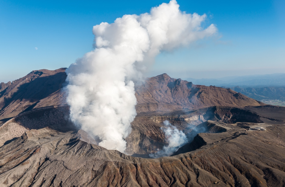 Nakadake volcanic peak on Mount Aso