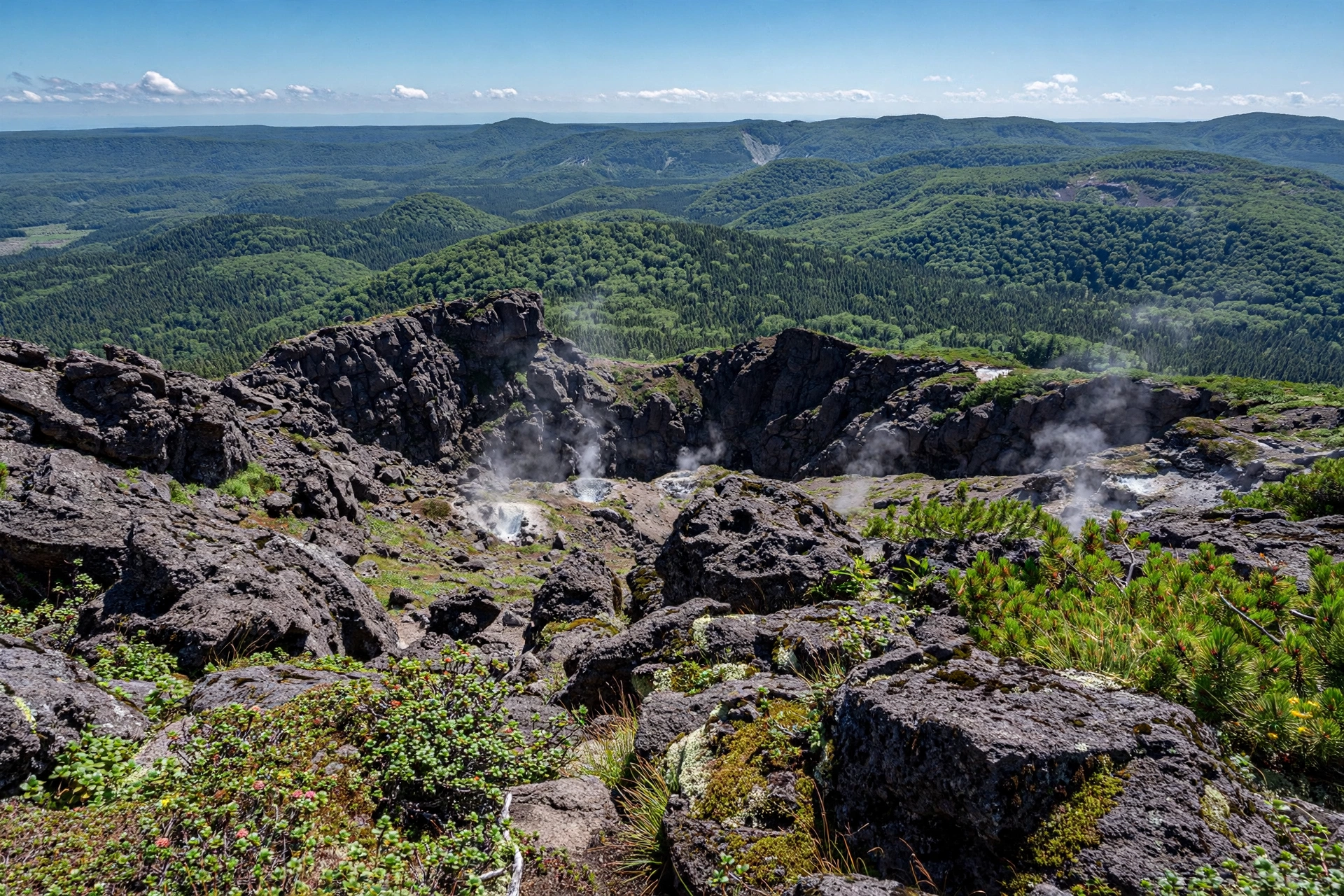 Volcanic crater rocks near the Mount Oakan summit