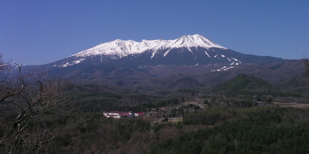 Mount Ontake viewed from the east across the Kiso valley